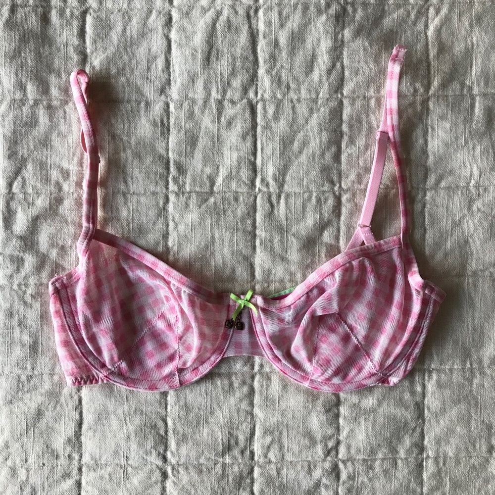 Betsy Johnson Pink Plaid Bra